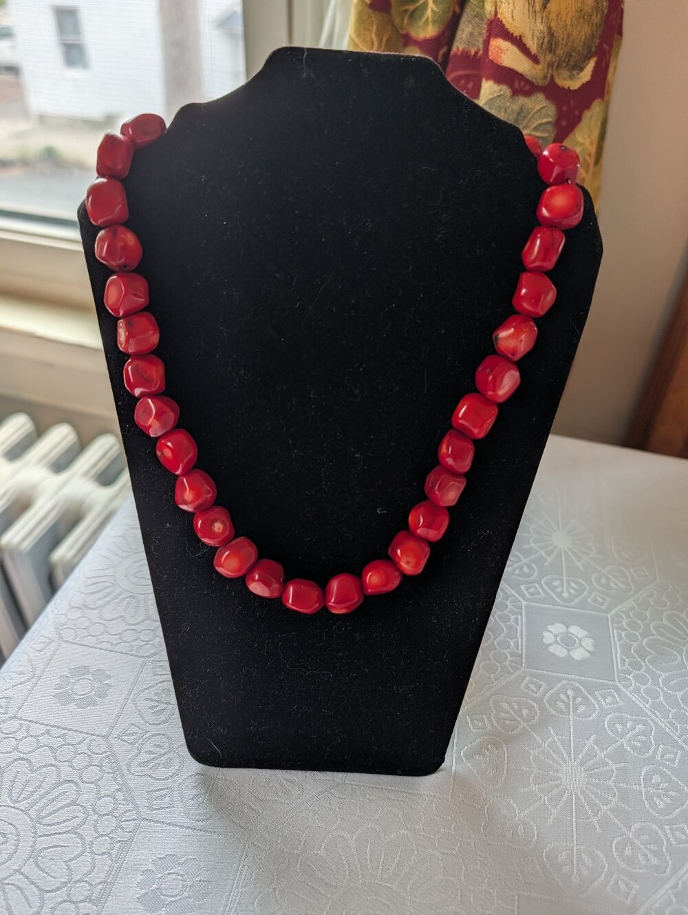 Vintage Natural Red Coral Bead Necklace 17"